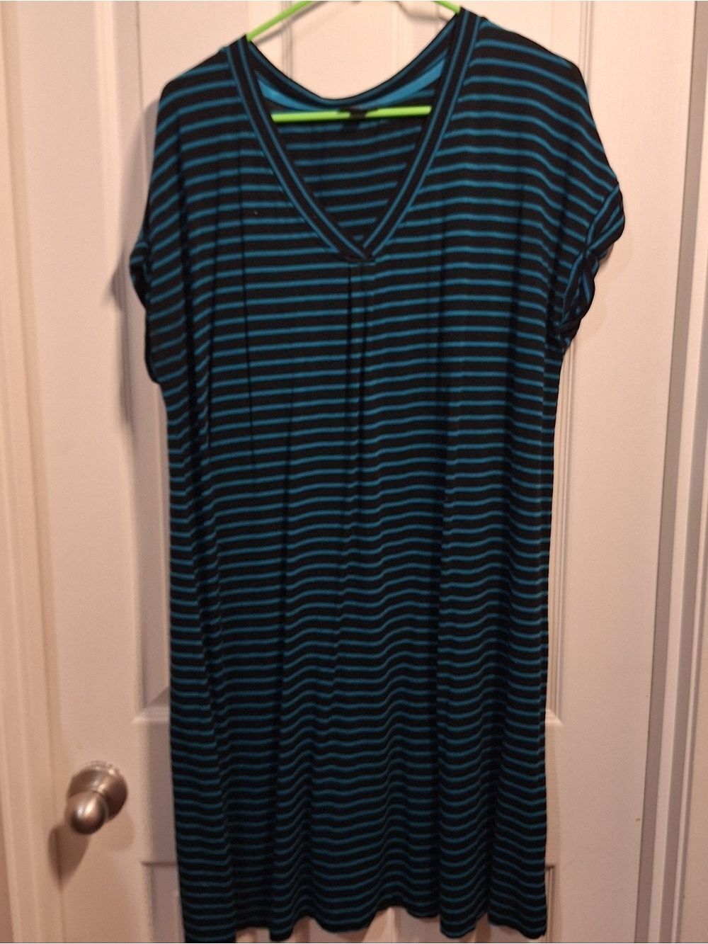 a.n.a Black Teal Stripe Shirt Dress